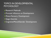Interesting Developmental Psychology topics