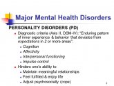 Major mental health disorders